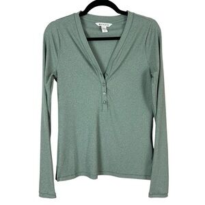 Athleta Mint Green Uptempo Ribbed Henley Long Sleeve Top Size Small